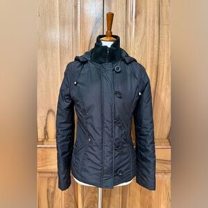 Niko Milano - Black Lightweight Zip-Up Hooded Slim Profile Puffer Coat - VGUC S